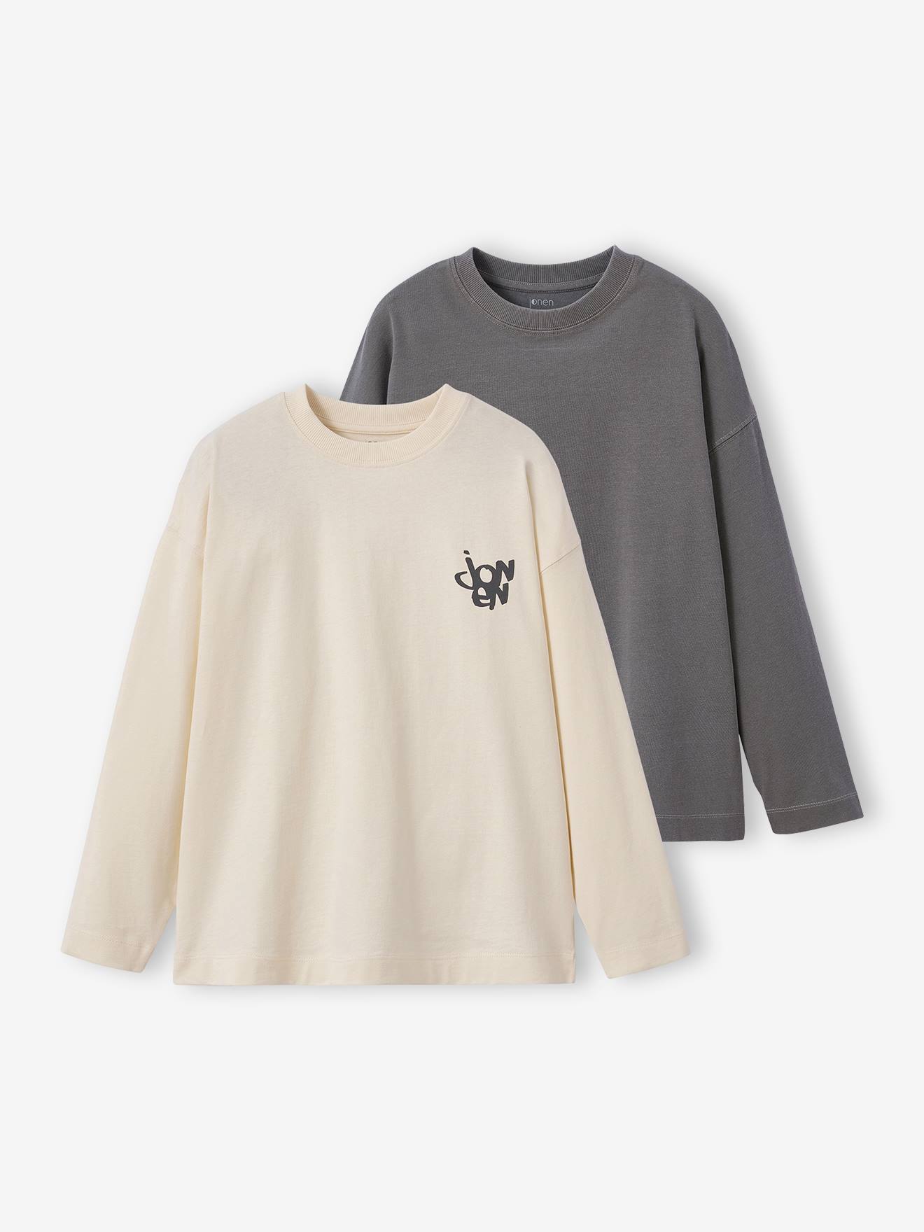 Lot de 2 t-shirts garçon oversize effet délavé écru