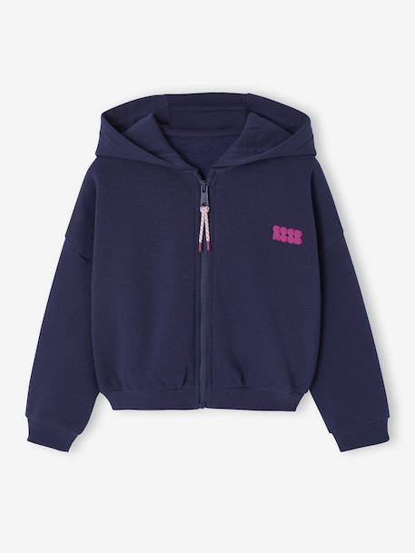 Fille-Pull, gilet, sweat-Sweat court zippé fille