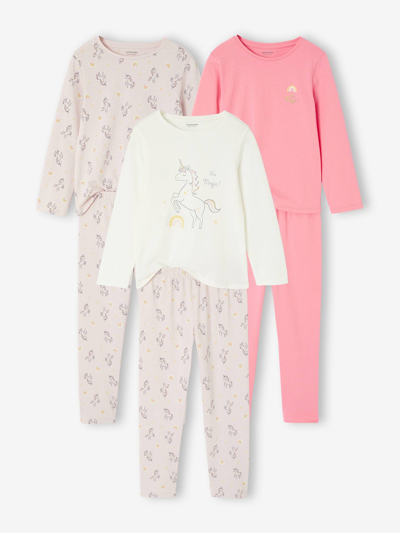 Lot de 3 pyjamas fille licornes cru 36 €