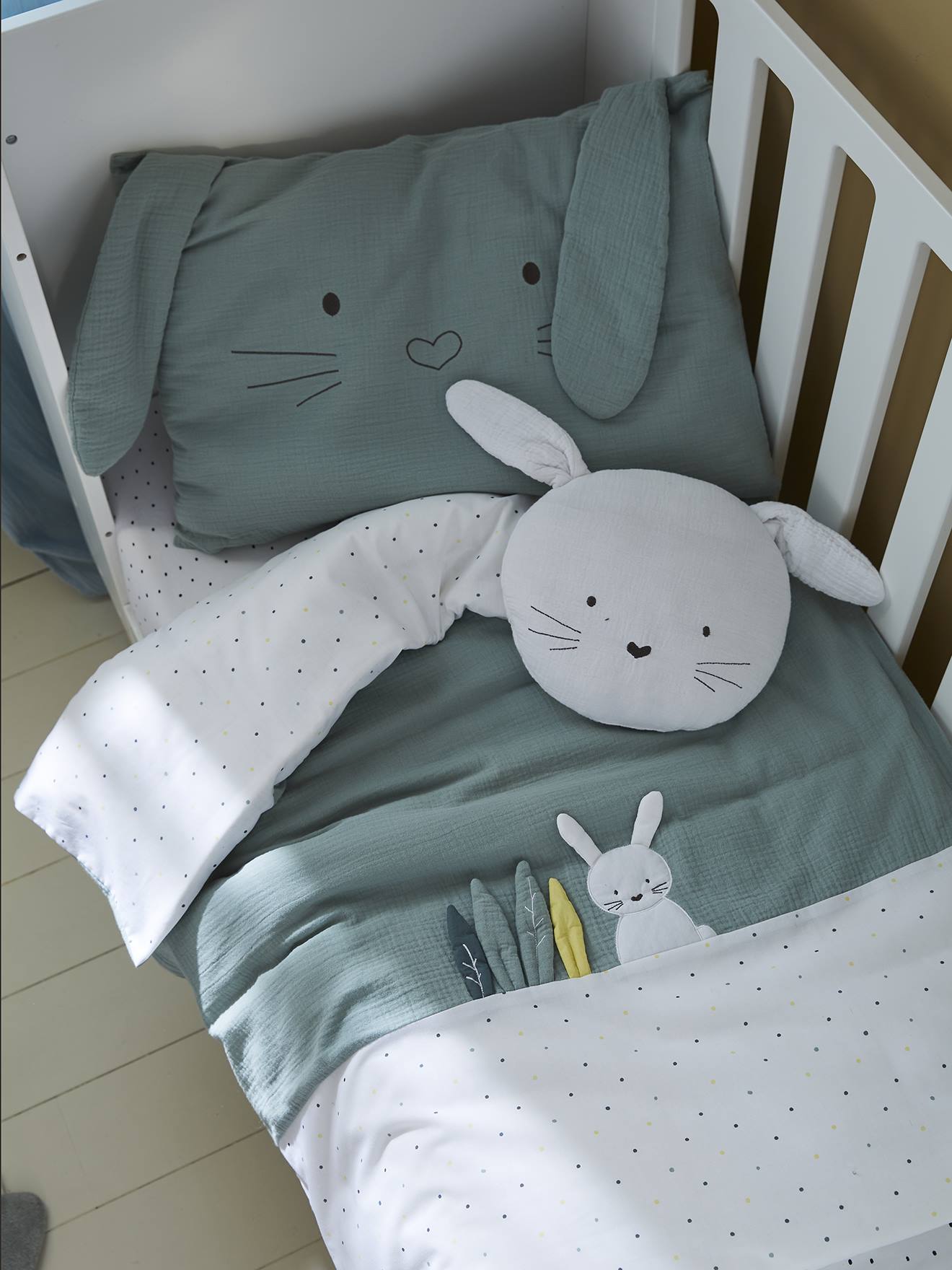 Housse de couette bébé MENTHE A L'EAU vert