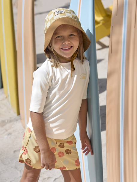 Tee-shirt de bains anti UV enfant LÄSSIG manches courtes écru+pêche+sable+vert 4 - vertbaudet enfant 