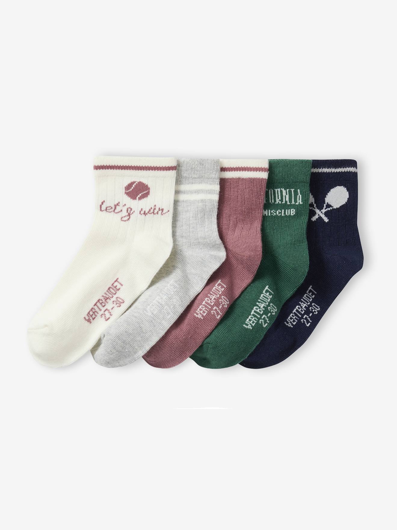 Lot de 5 paires de mi-chaussettes sport fille assorties