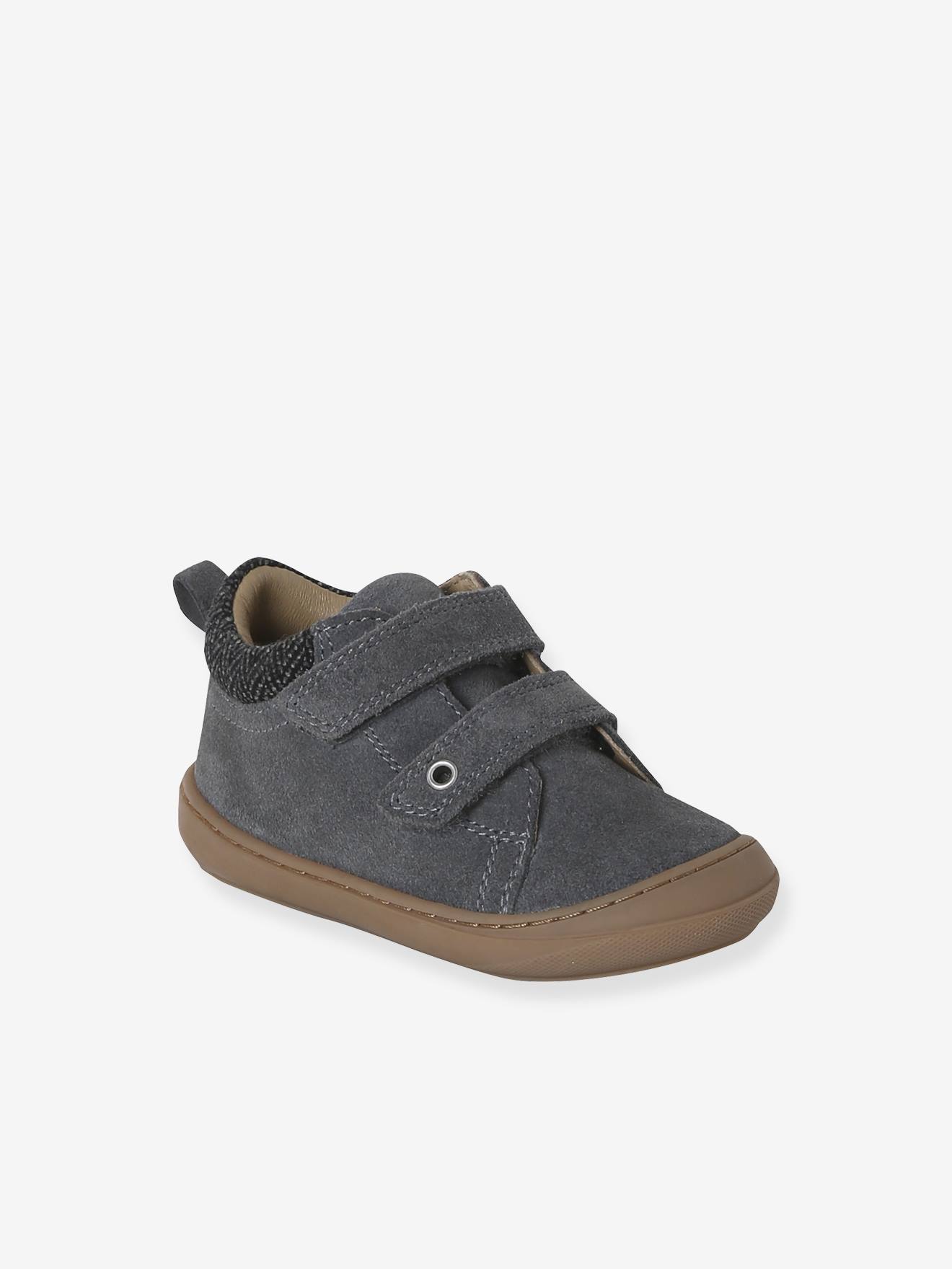 Bottillons à scratchs cuir souple bébé premiers pas bleu jean