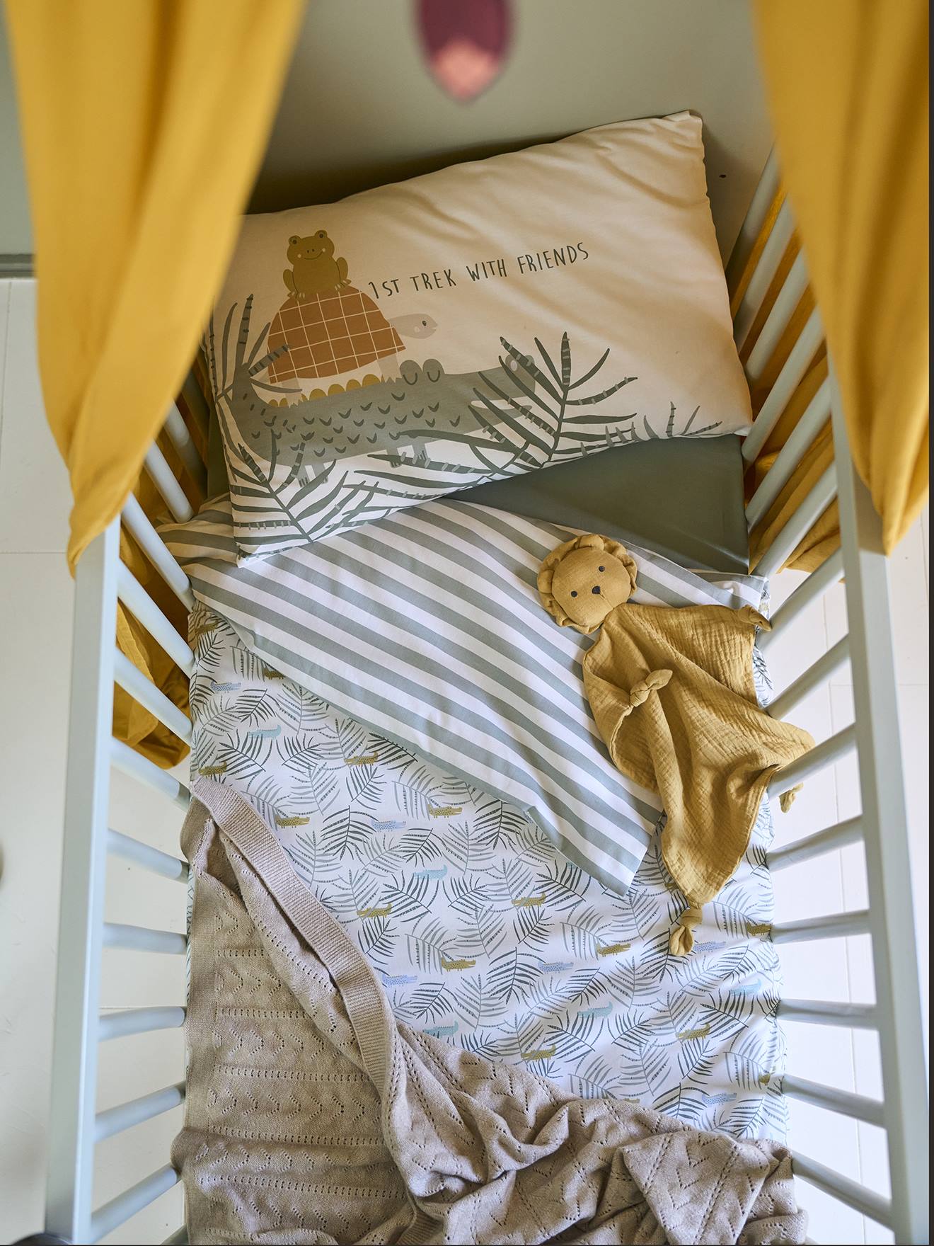 Housse de couette bébé TREK blanc imprimé