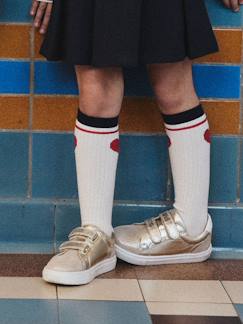 Chaussures-Chaussures fille 23-38-Baskets enfant fille cuir à scratchs