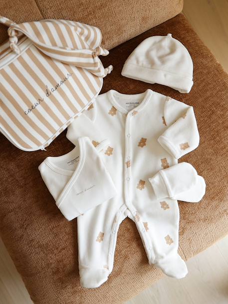 Vertbaudet - Ensemble naissance 6 pièces avec valisette maternité écru