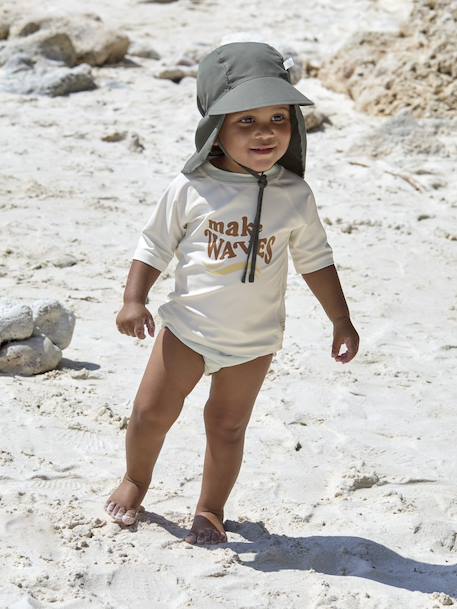Tee-shirt de bains anti UV enfant LÄSSIG manches courtes écru+pêche+sable+vert 11 - vertbaudet enfant 