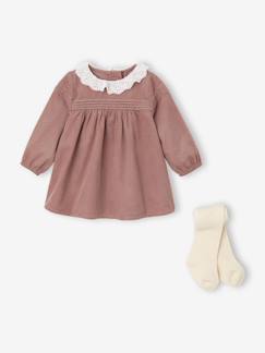 -Ensemble naissance robe en velours + collants