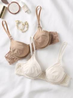 Vêtements de grossesse-Lot de 2 soutiens-gorge en microfibre et dentelle grossesse et allaitement