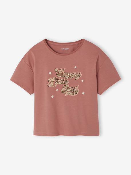 Fille-T-shirt animation en sequins réversibles fille manches courtes