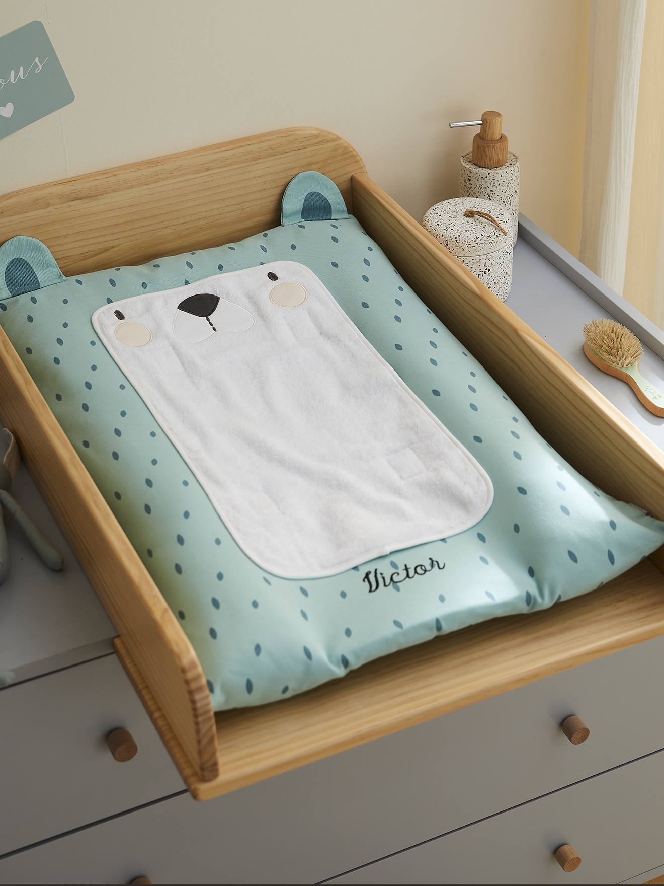 Housse matelas à langer Ours vert (Vertbaudet) - Image 1