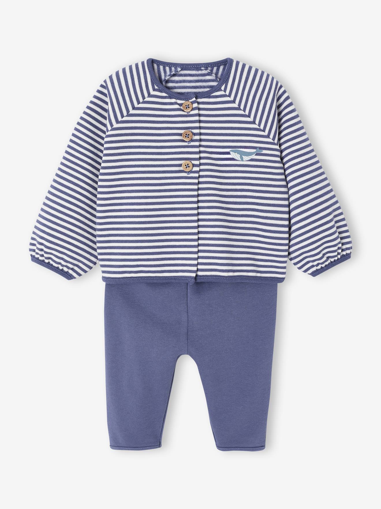 Ensemble naissance molletonn gilet pantalon bleu 18 €