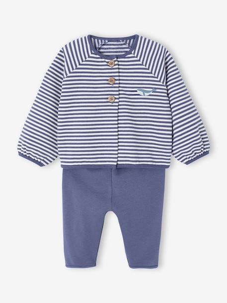 Bébé-Ensemble naissance molletonné gilet + pantalon 