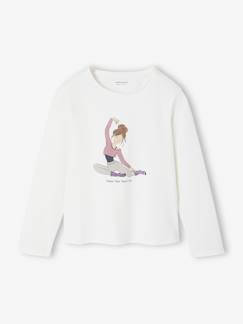 -T-shirt motif danseuse sport fille manches longues