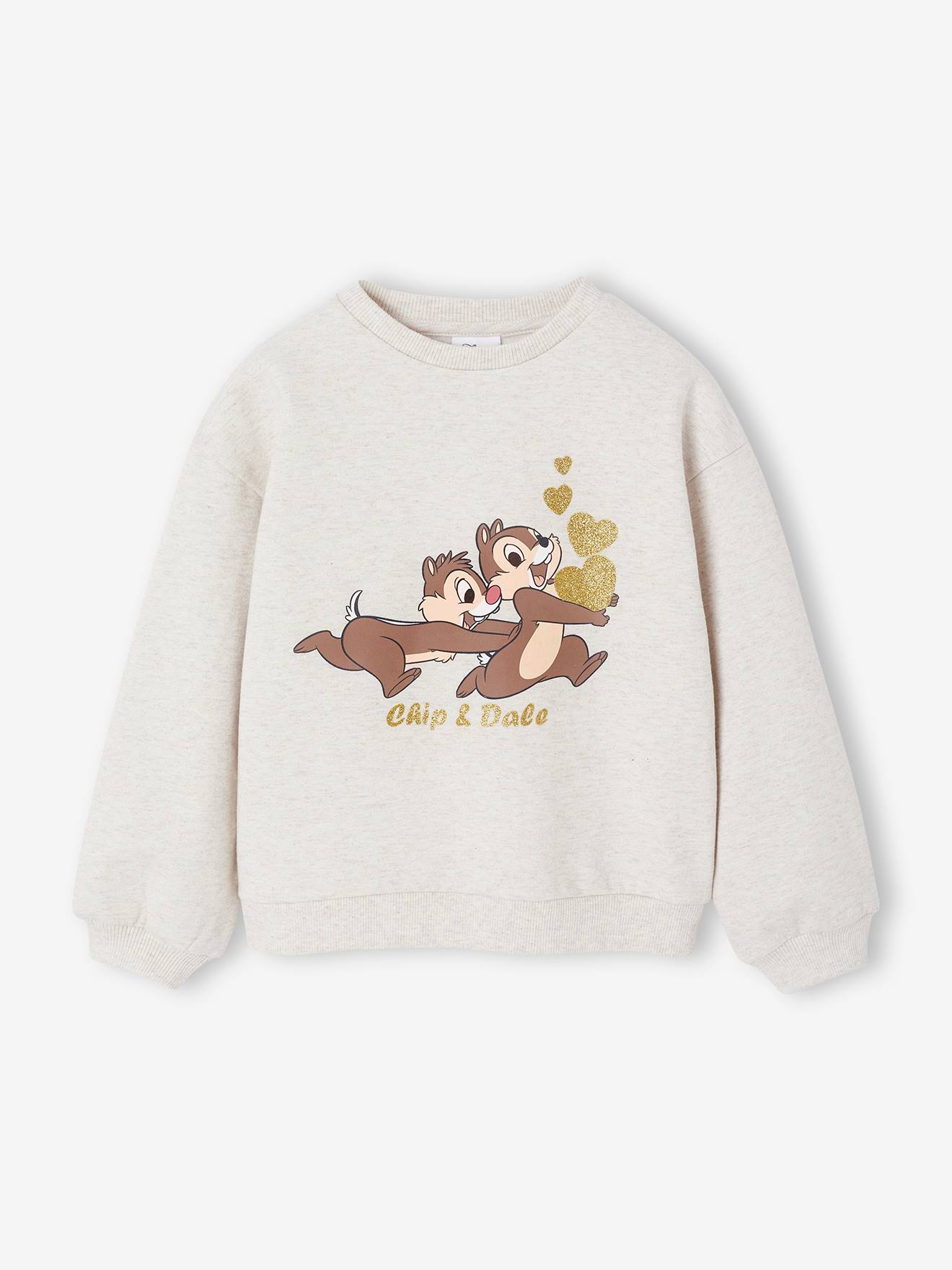 Sweat fille Tic & Tac beige chiné