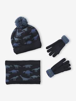 Ensemble garçon bonnet + snood + moufles/gants « Dinos »  - vertbaudet enfant
