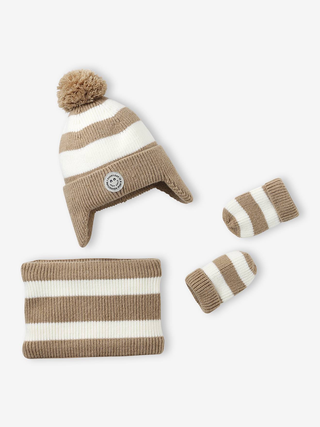 Ensemble ray bonnet pruvien snood et moufles bb ray beige 15 €
