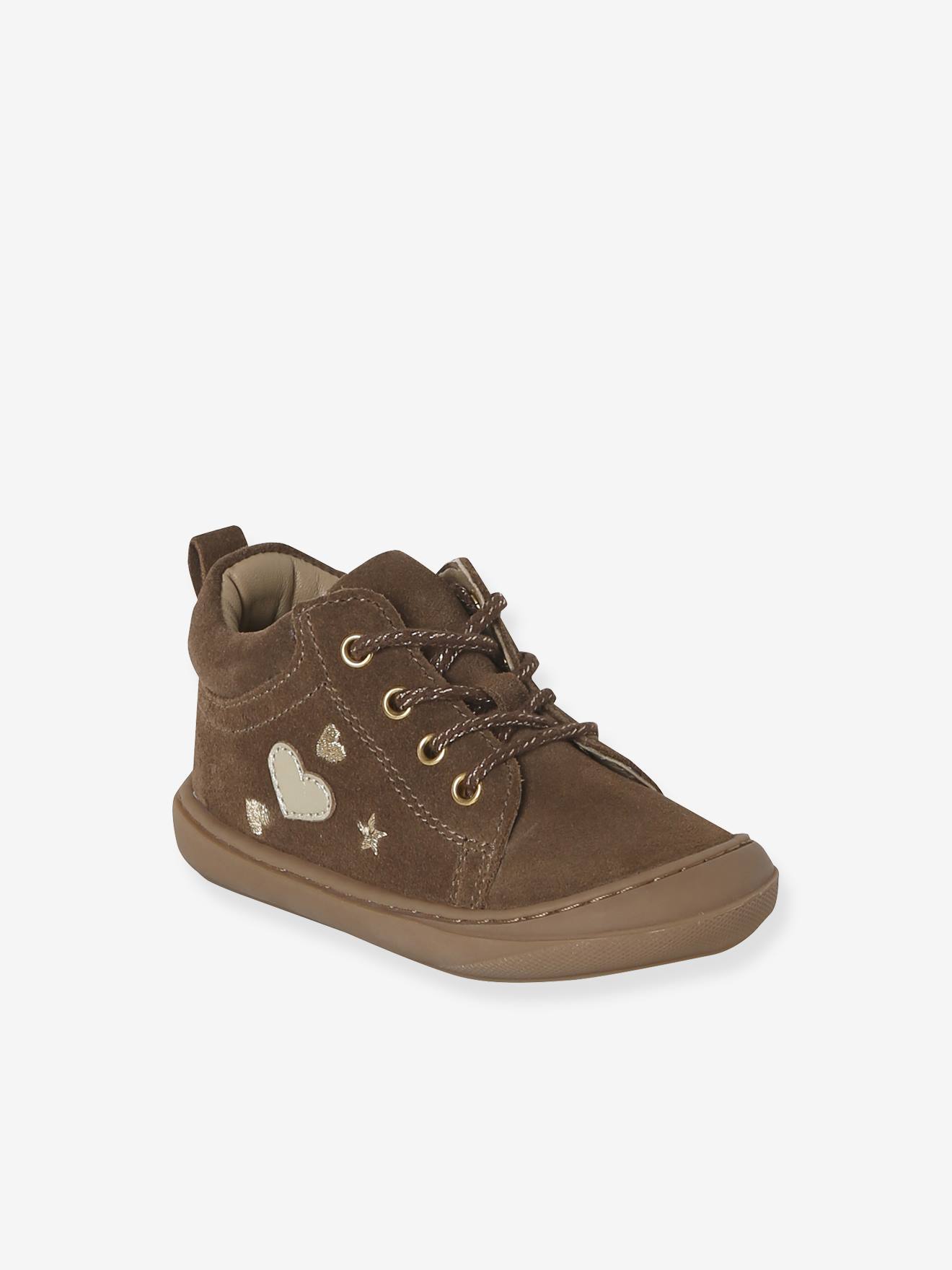 Bottillons bébé cuir à lacets premiers pas marron