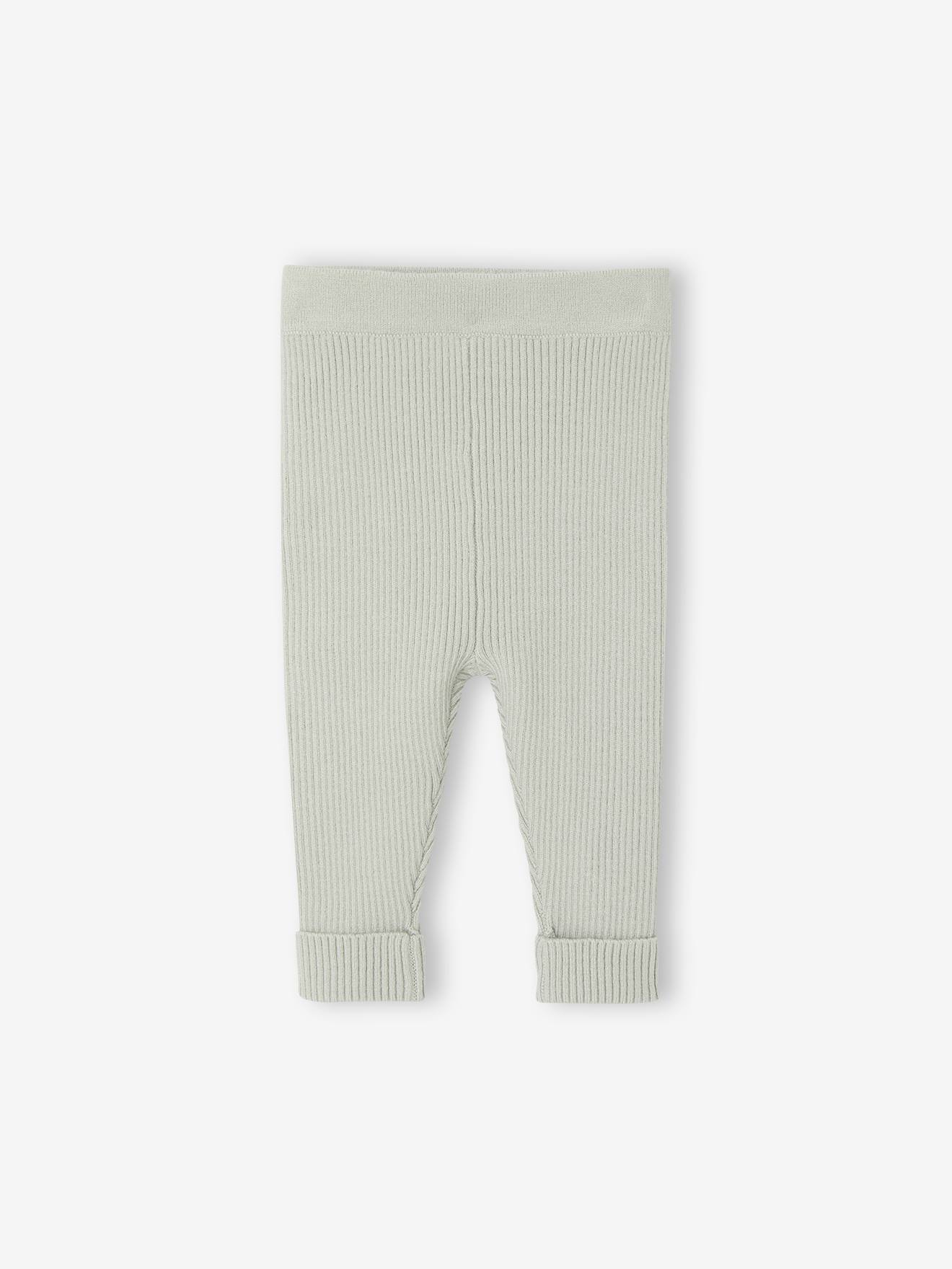 Ensemble bébé mixte gilet pantalon en tricot vert d'eau (Vertbaudet) - Image 2