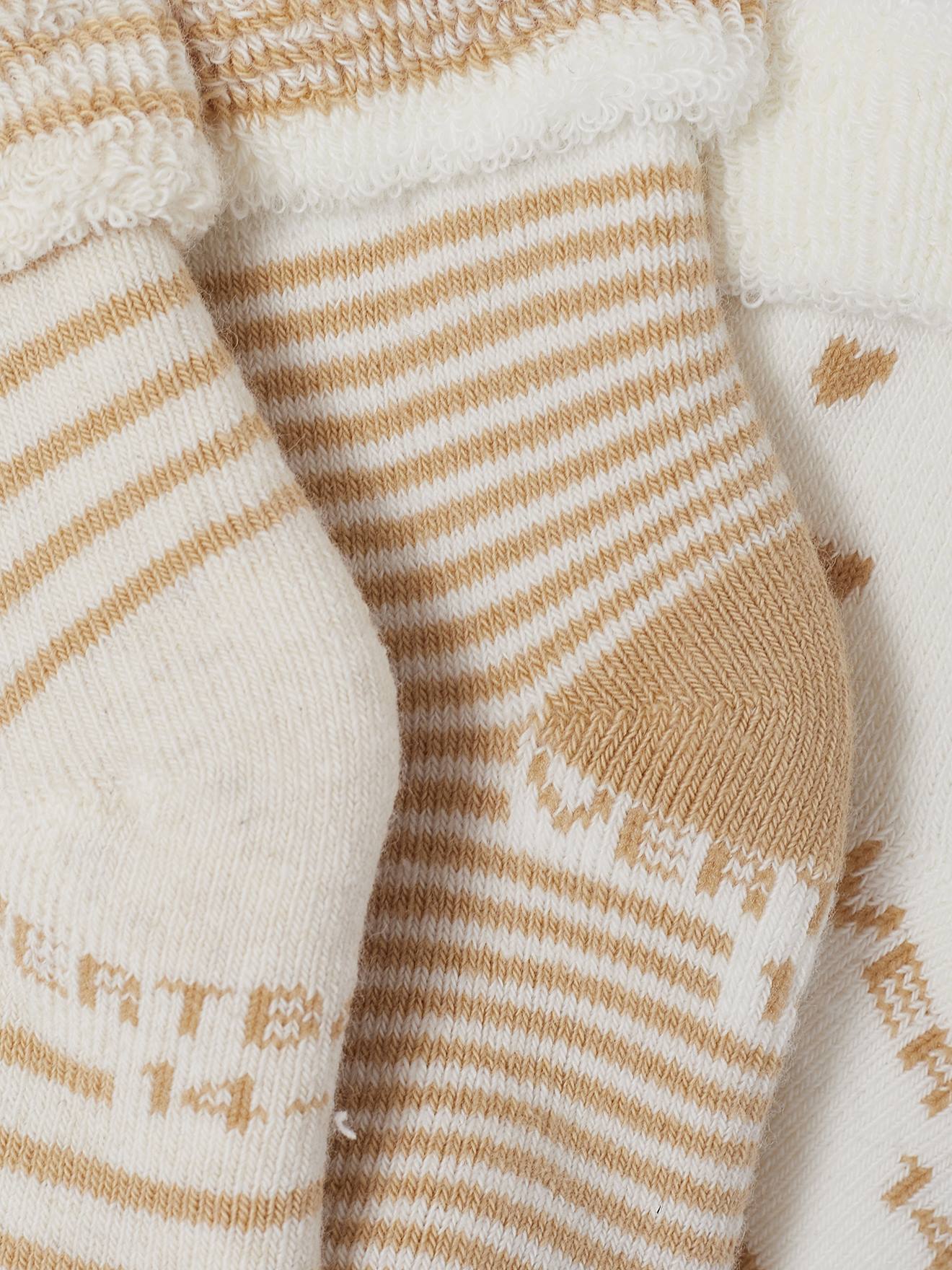Lot de 3 paires de chaussettes bébé fille coeurs lot beige (Vertbaudet) - Image 2