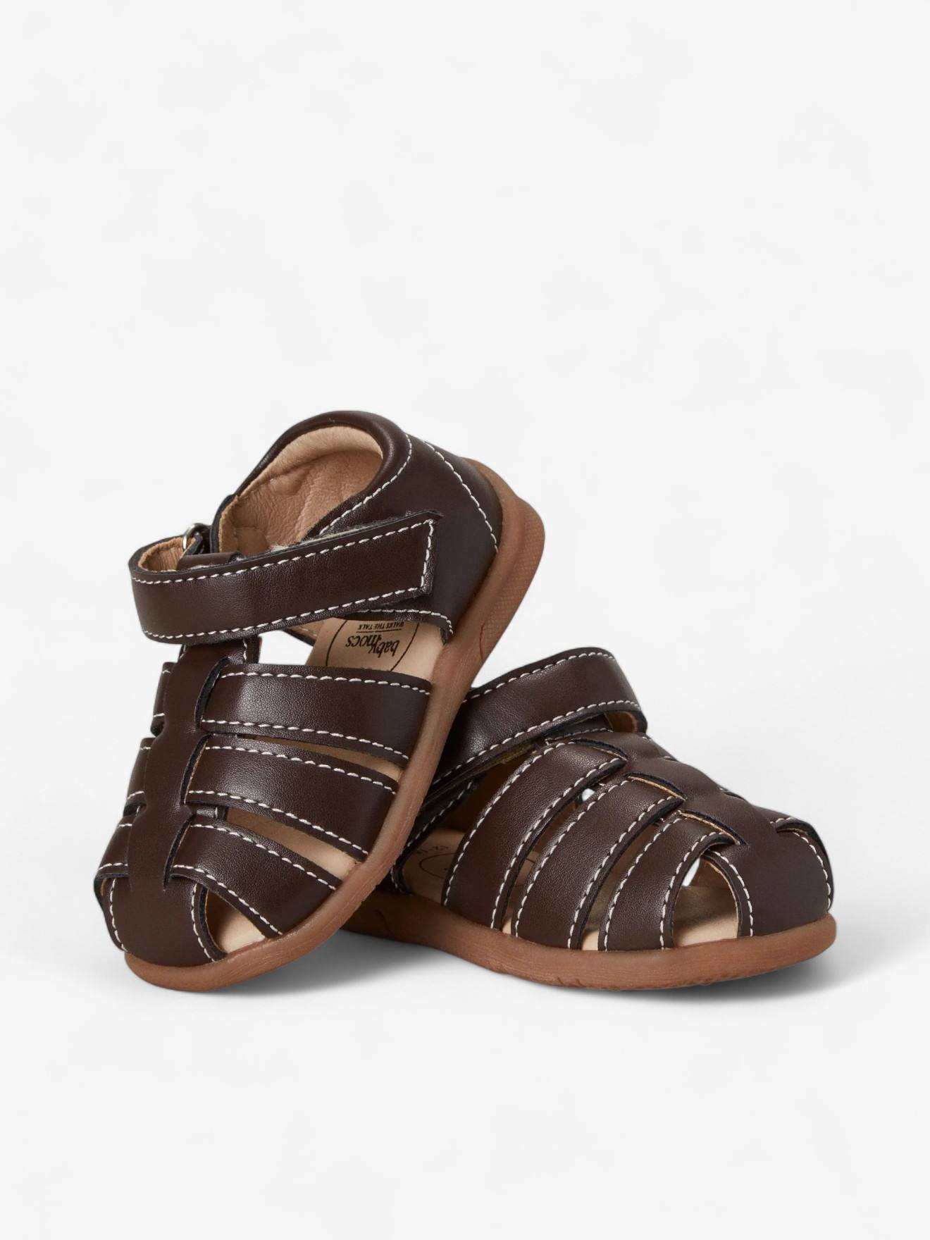 Sandales Little Gardener Enfant En Cuir Vegan Dark Brown (Babymocs) - Image 1