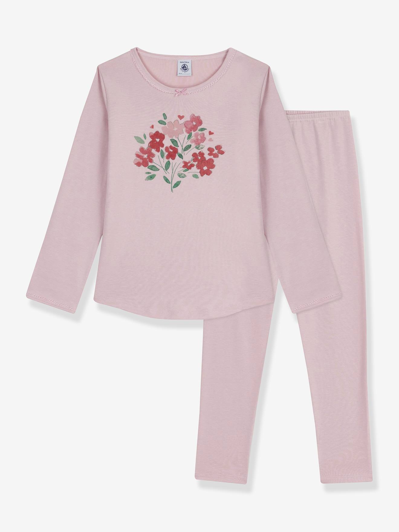 Pyjama enfant coton côte 1x1 rose Pyjama enfant coton côte 1x1 rose