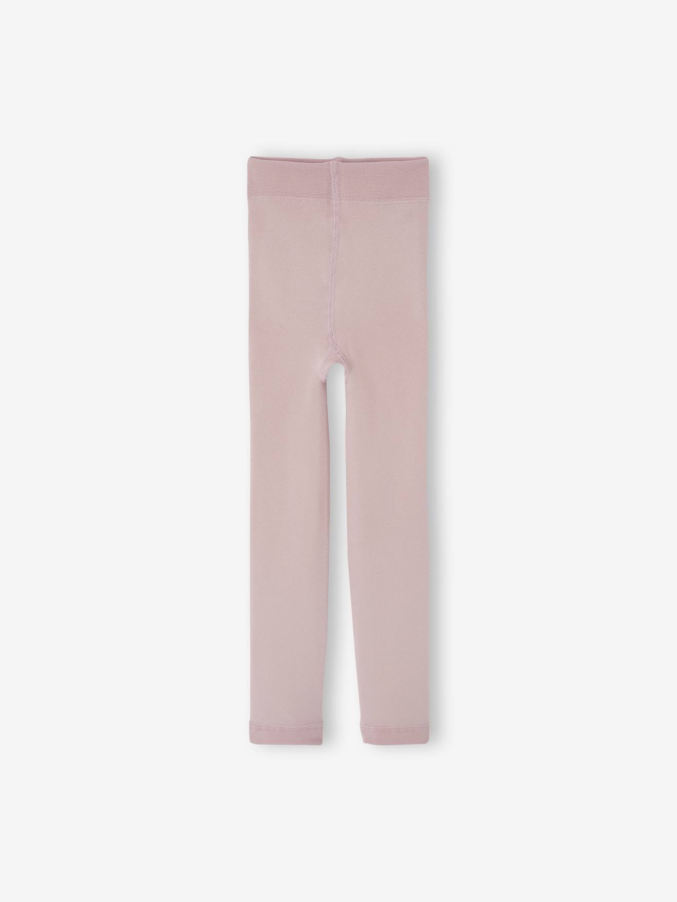 Legging collant fille maille polaire mauve