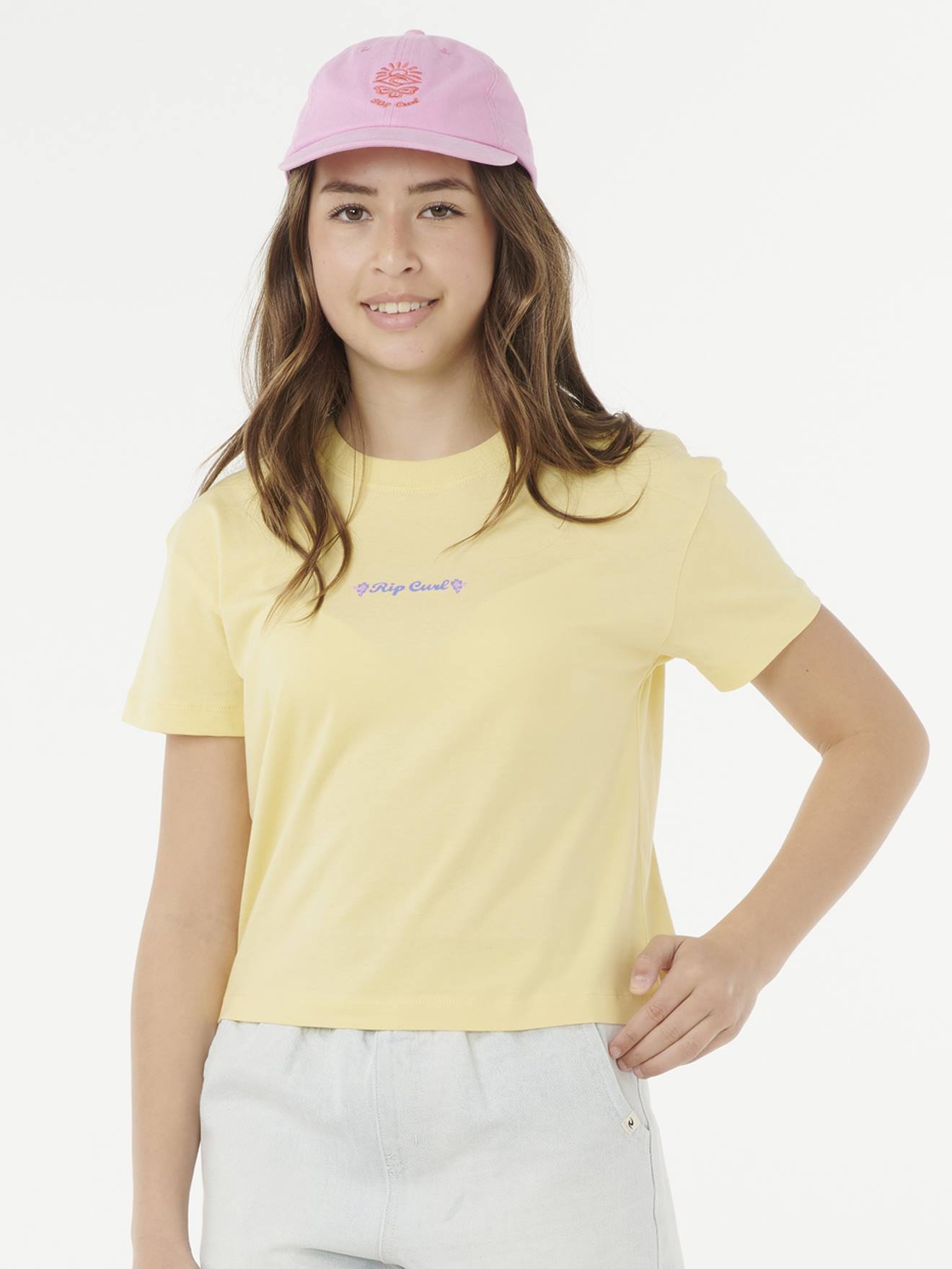 T-shirt fille Sunset Skies Crop jaune