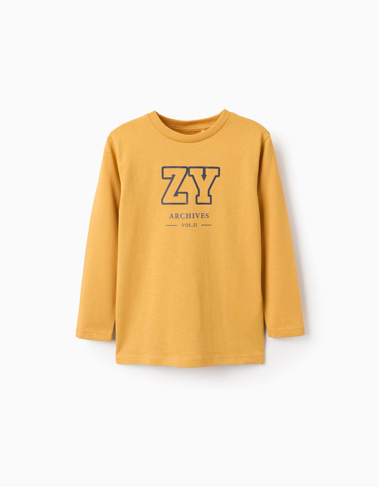 T-shirt À Manches Longues En Coton Zy Jaune