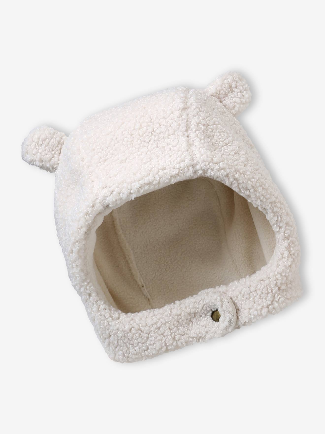 Ensemble bonnet, snood et moufles bébé en sherpa écru (Vertbaudet) - Image 1
