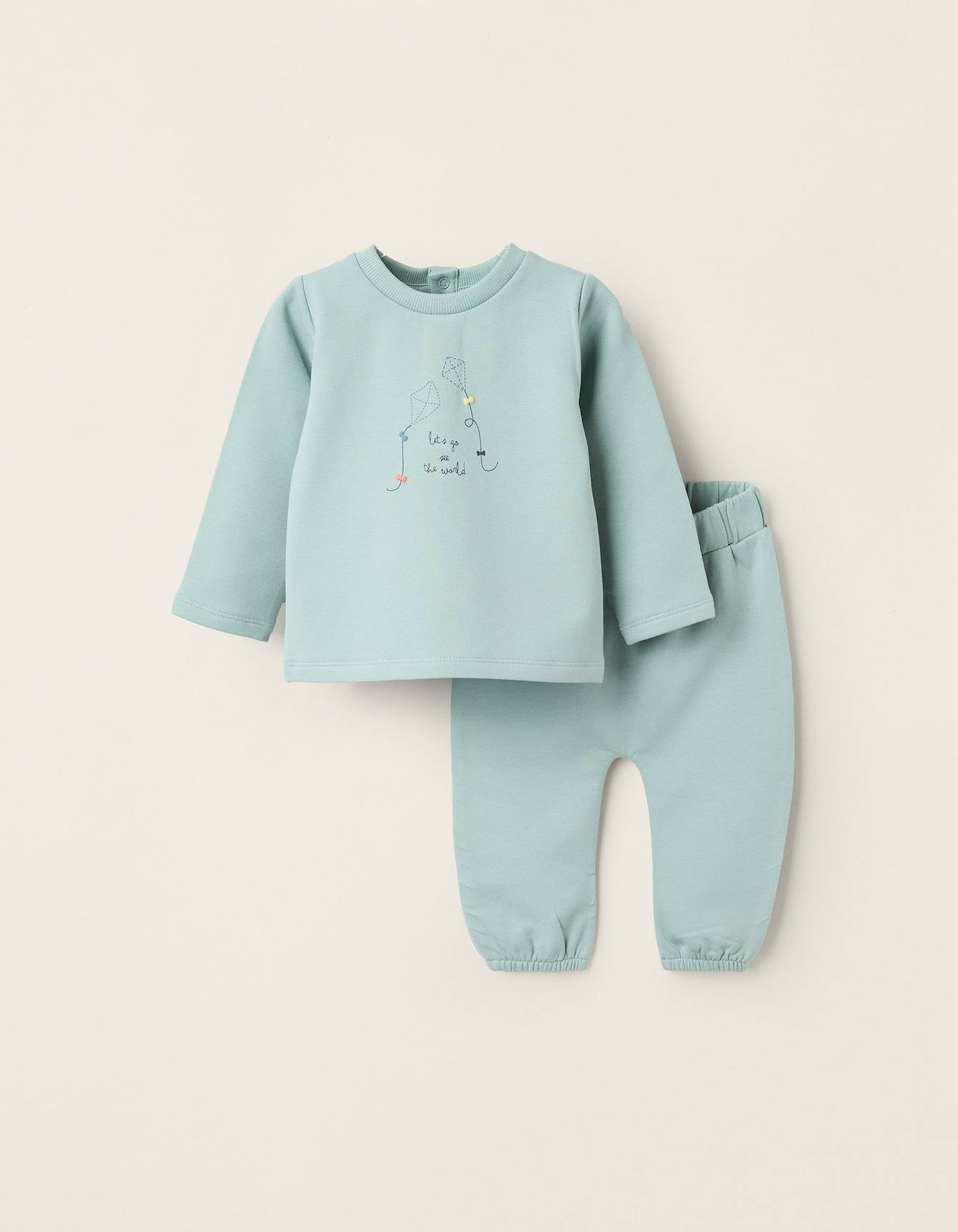 Sweatshirt + Pantalon En Coton Polyester Peigné Vert Clair