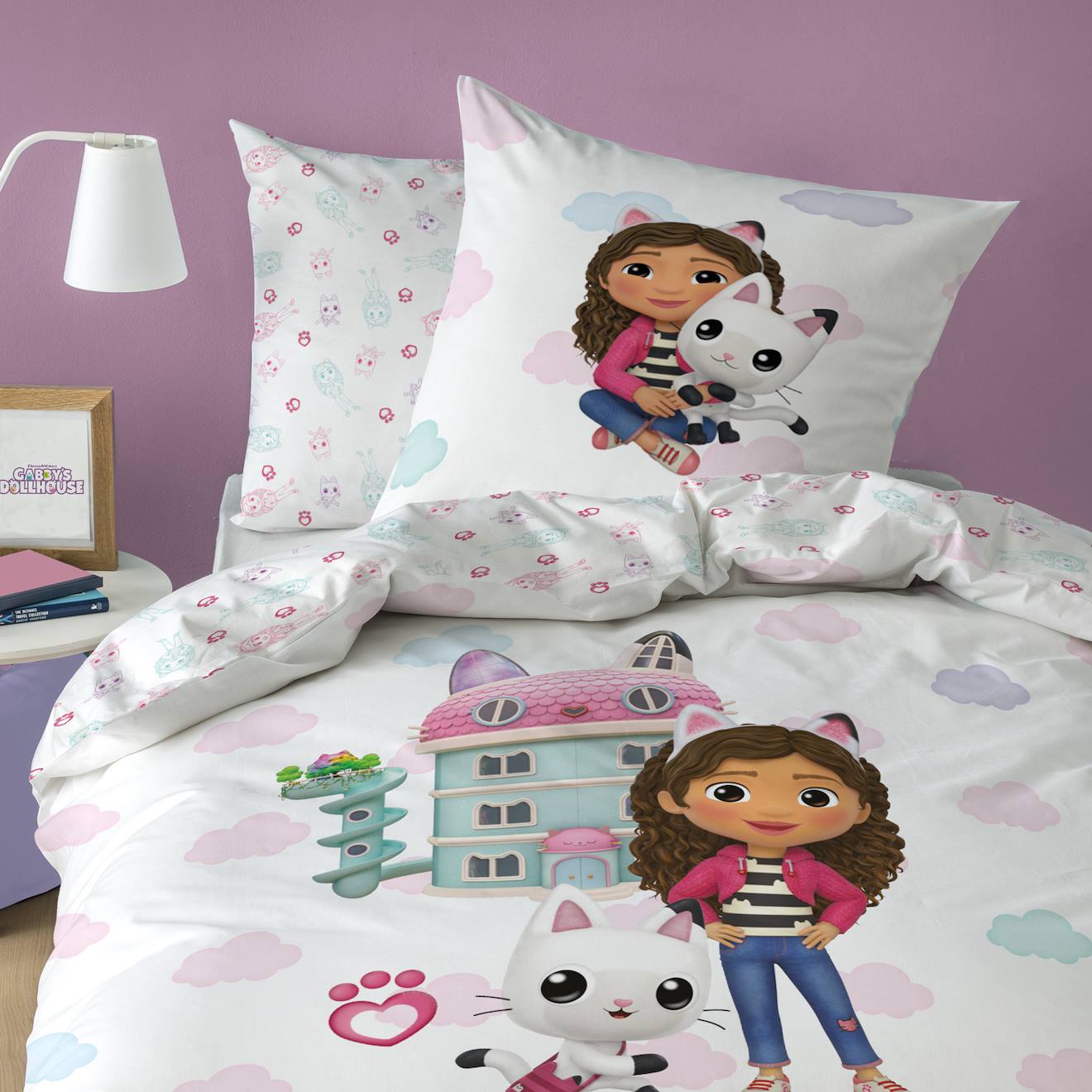 Parure De Lit Imprimée 100% Coton, Gabby Et La Maison Magique World Rose