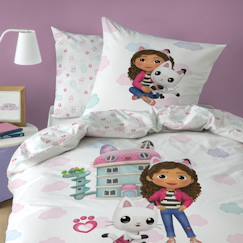 Parure de lit imprimée 100% coton, gabby et la maison magique world  - vertbaudet enfant