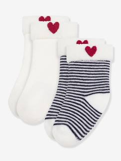 Lot de 2 paires chaussettes bébé en coton brodé  - vertbaudet enfant