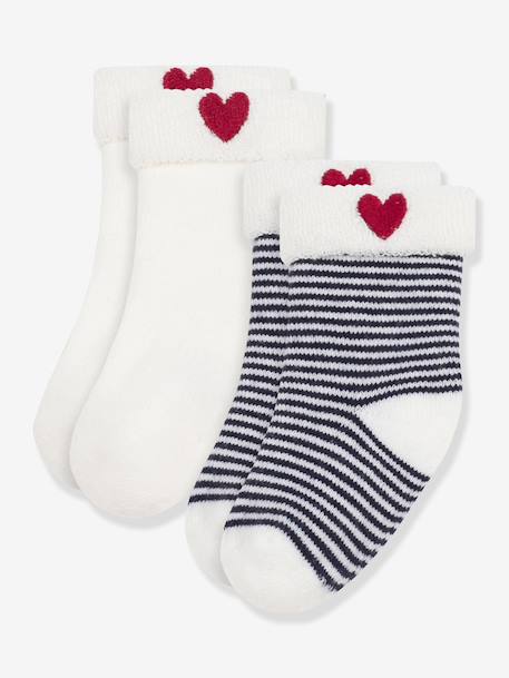Bébé-Chaussettes, Collants-Lot de 2 paires chaussettes bébé en coton brodé
