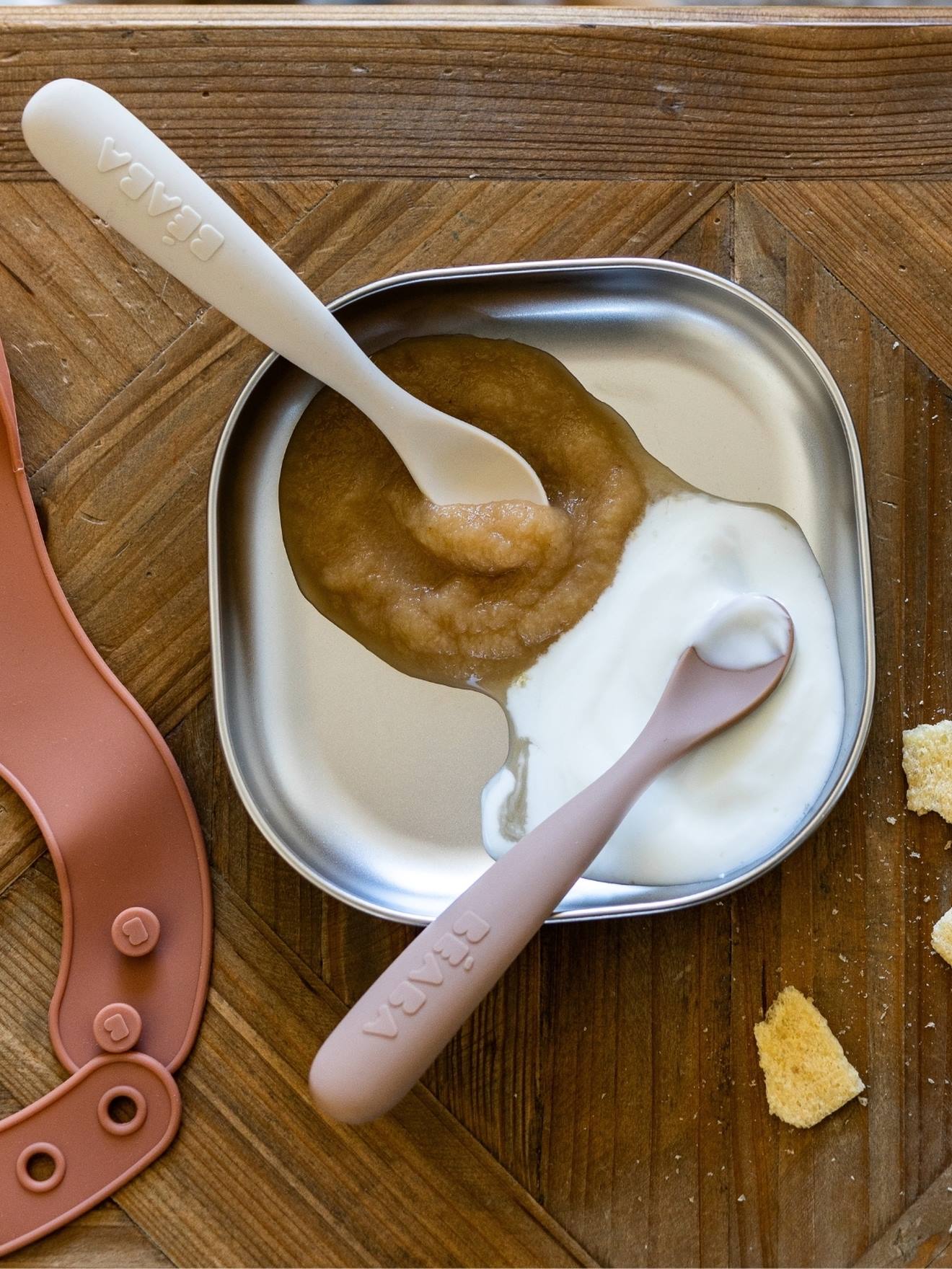 Lot de 2 cuillères ergonomiques 1er âge beige