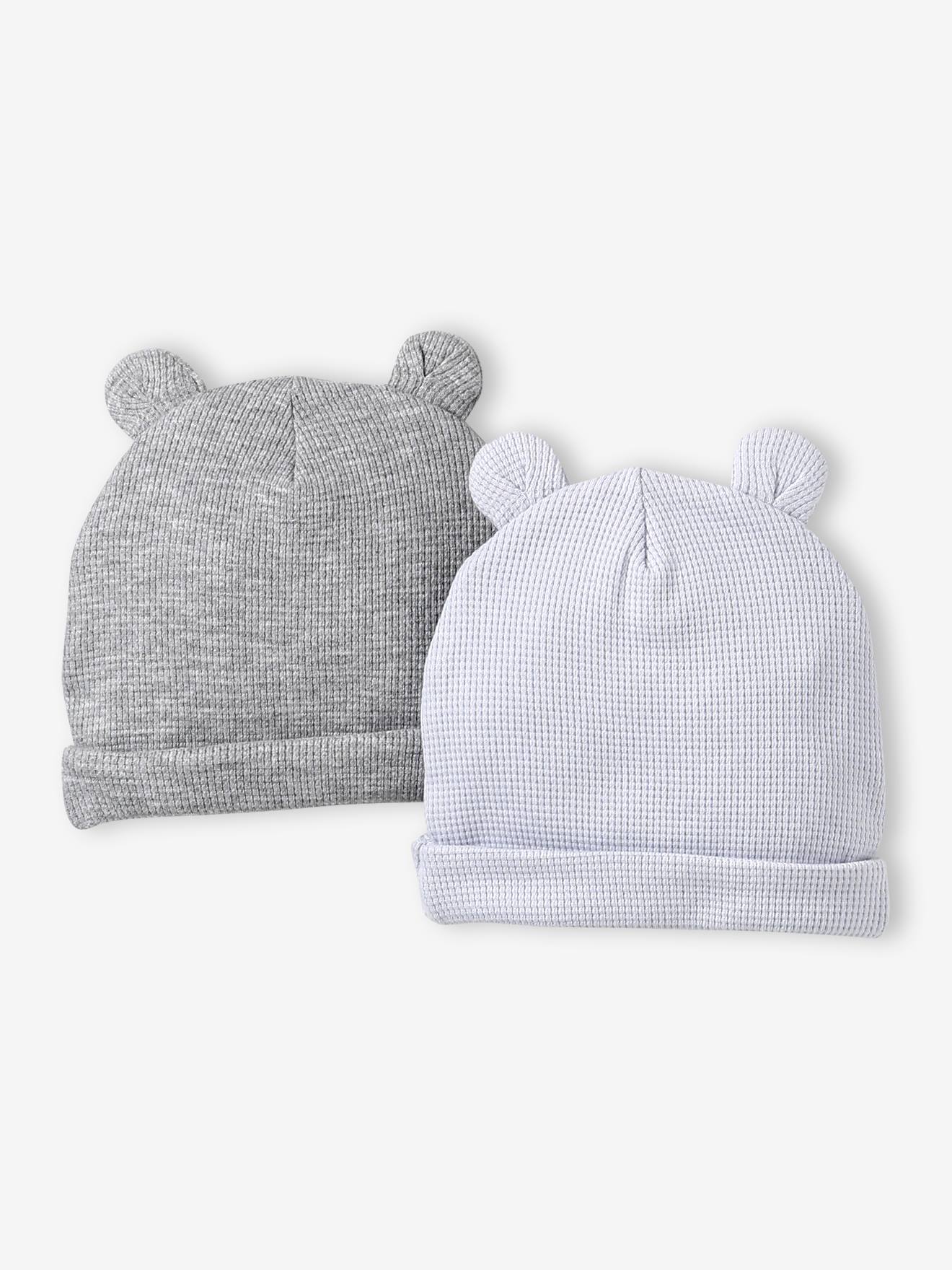 Lot de 2 bonnets naissance oreilles dours bleu ple gris chin 12 €