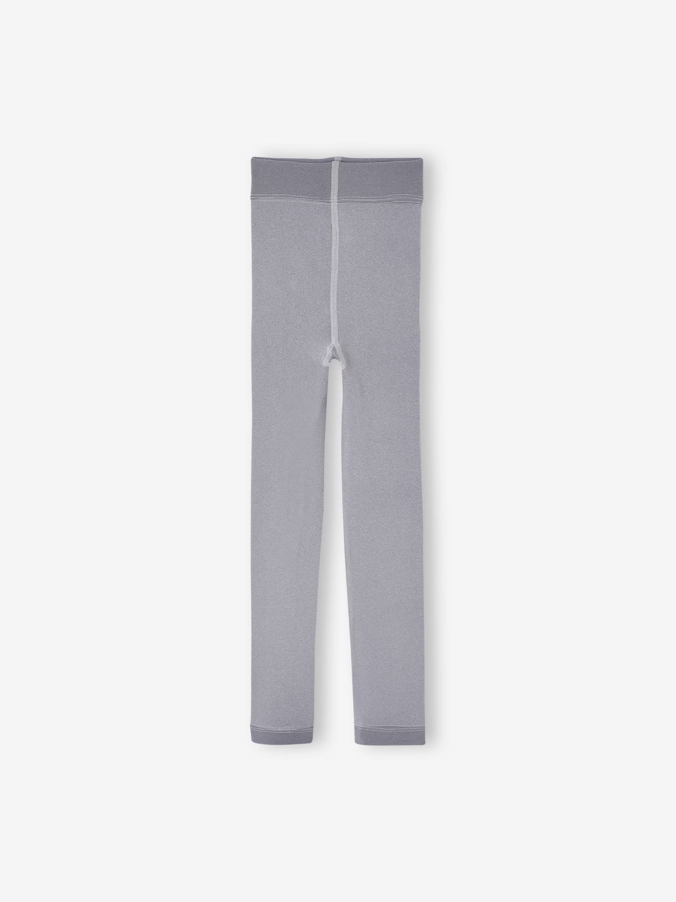 Legging collant fille maille polaire gris perle