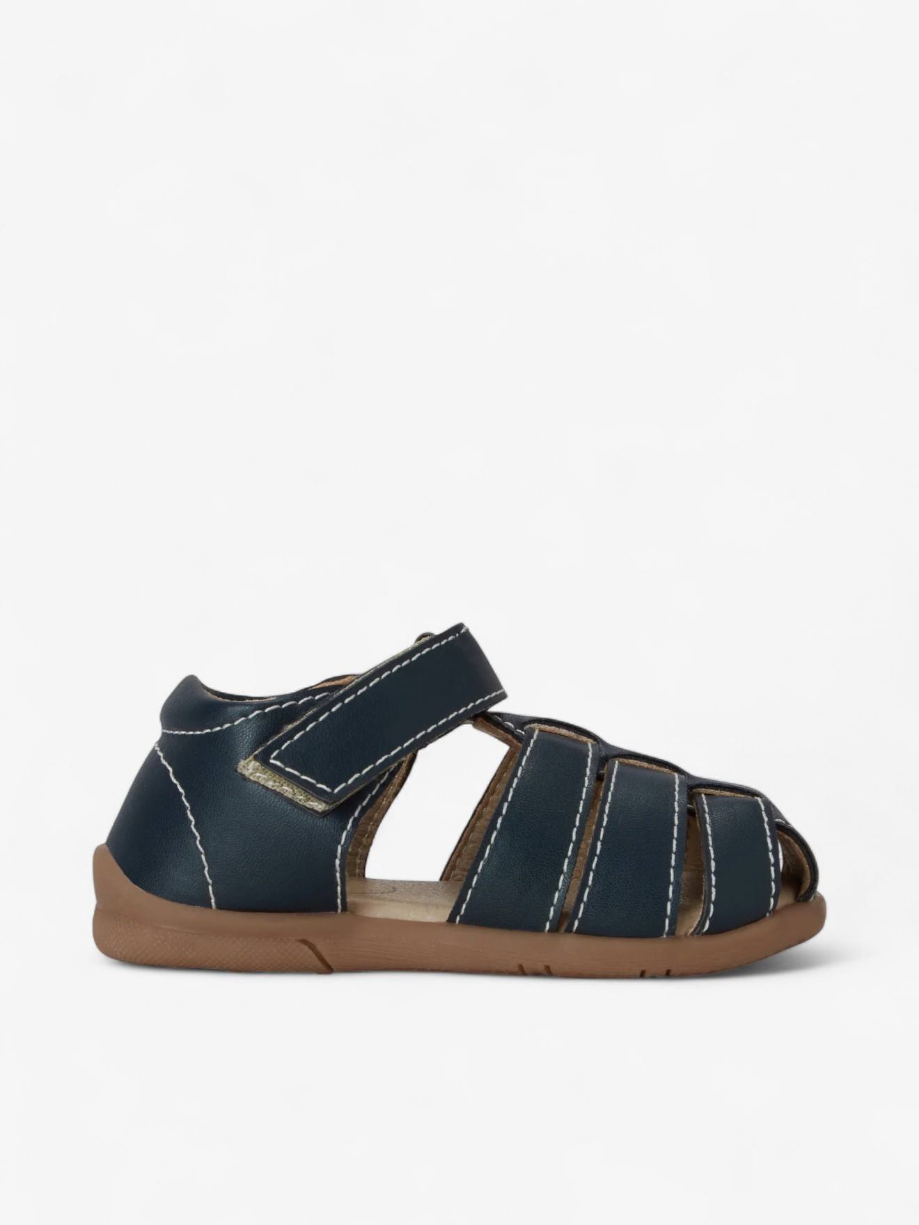 Sandales Little Gardener Enfant En Cuir Vegan Navy