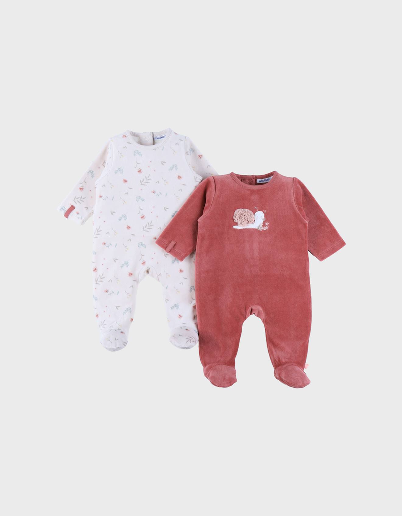 Lot De 2 Pyjamas Bébé En Velours Doux Blanc