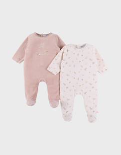 Lot de 2 pyjamas bébé en velours doux  - vertbaudet enfant