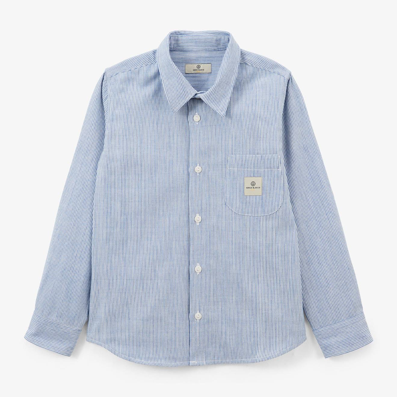 Chemise Charles Garçon En Coton À Rayures Bleu Ciel