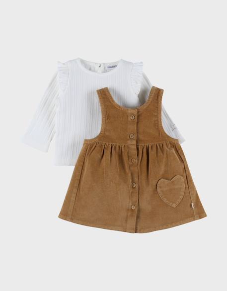 Bébé-Ensemble salopette en velours et t-shirt en coto