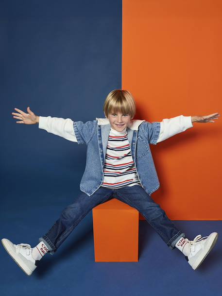 Jean garçon large facile à enfiler denim black+denim bleached+denim brut+gris+stone 22 - vertbaudet enfant 