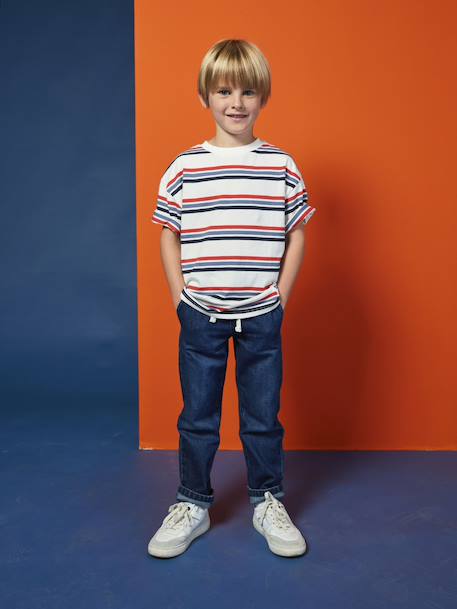 Jean garçon large facile à enfiler denim black+denim bleached+denim brut+gris+stone 21 - vertbaudet enfant 