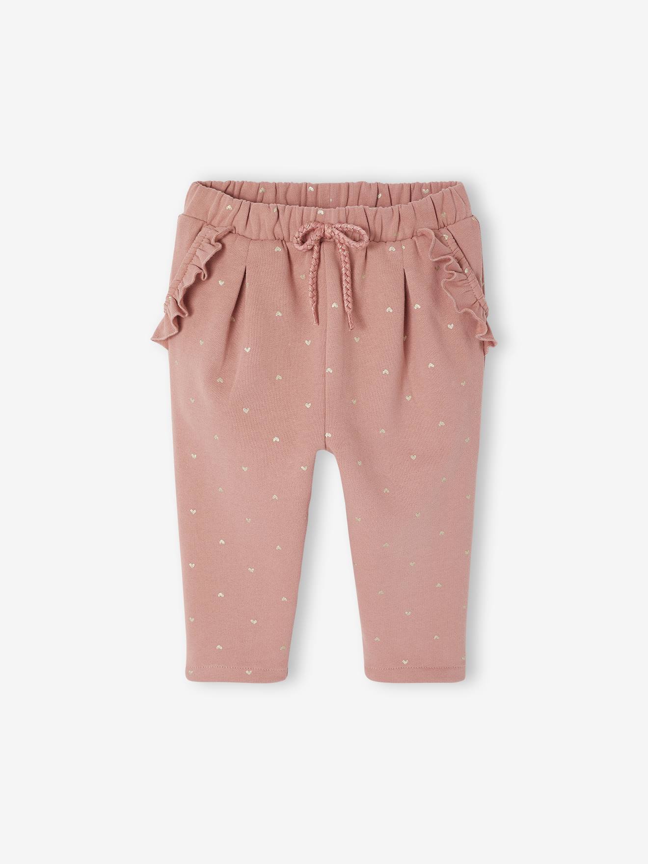 Pantalon bébé fille molleton vieux rose