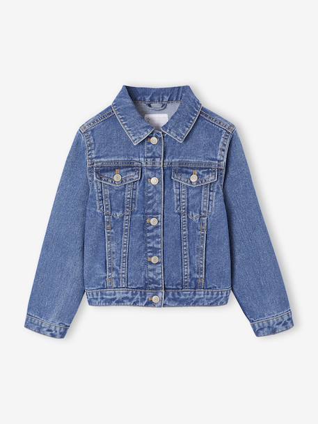 Veste jean fille bleu clair+bleu moyen 12 - vertbaudet enfant 