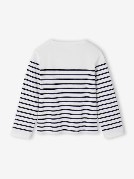 Tee-shirt marinière fille manches longues rayé bleu+vert sauge 3 - vertbaudet enfant 