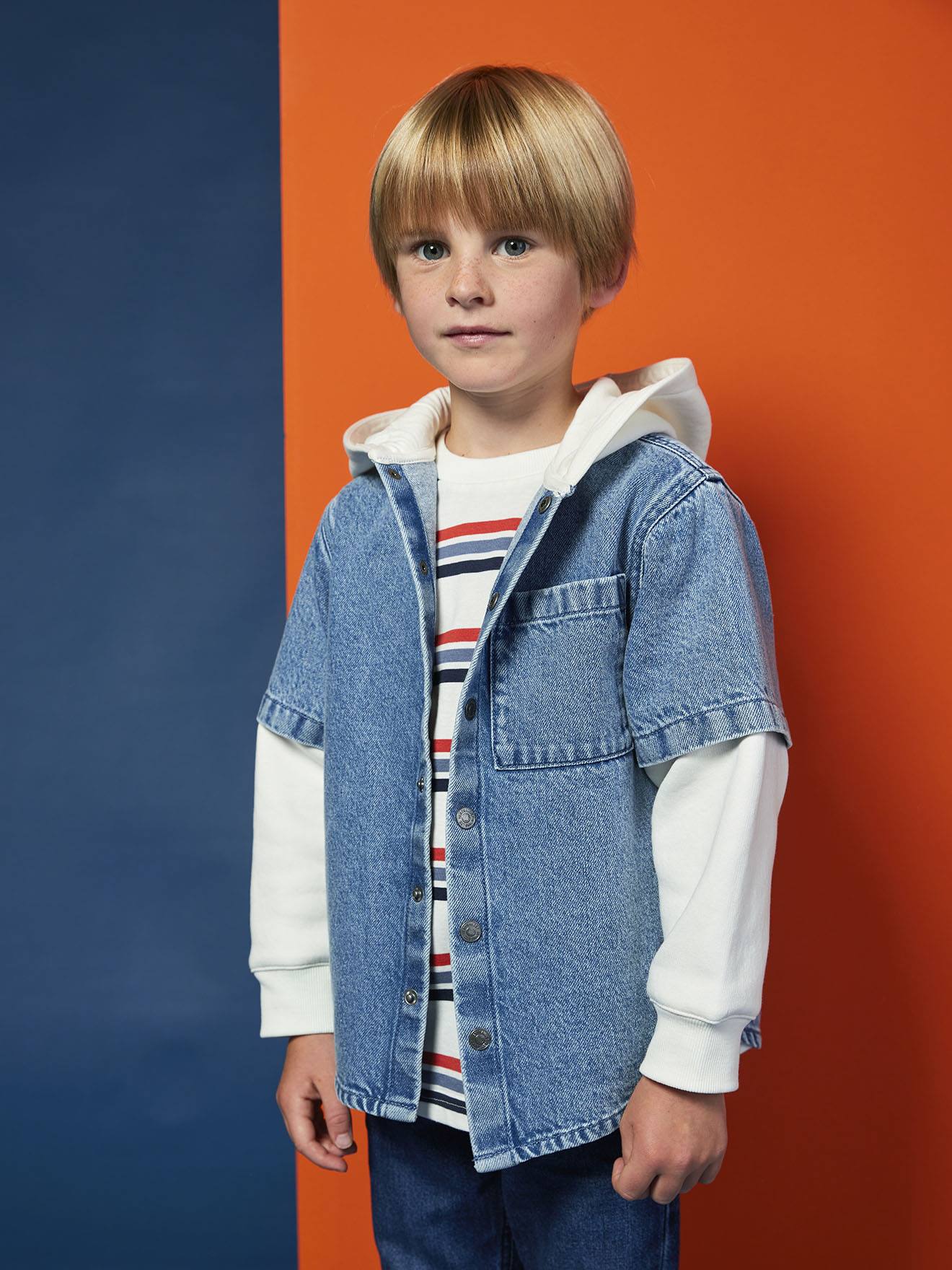 Chemise effet superposition avec capuche garon double stone 30 €