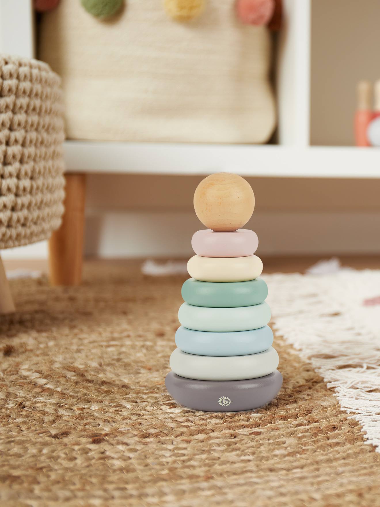 Pyramide À Empiler Bois, Tour D'empilage,19cm Rose (Bieco) - Image 2